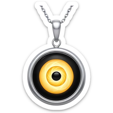polished onyx pendant radiating a soft glow, silver chain dynamically twisting to represent resilience sticker