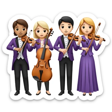 quartet of violin, flute, viola, and cello sticker