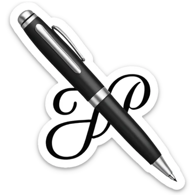 pen writing initials "JP" sticker