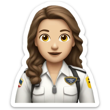 white female pilot with long brown hair sticker