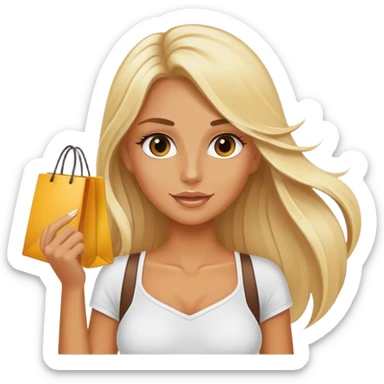 Blonde girl shopping with fake tan long hair  sticker