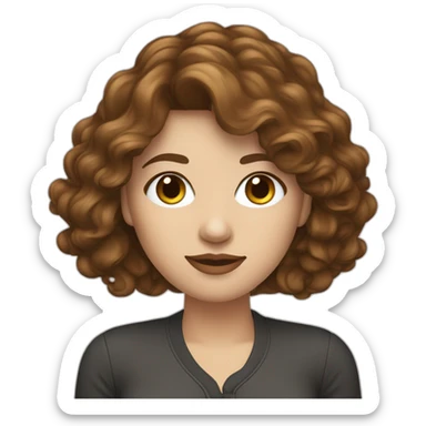 web designer - white beautiful woman, brown wavy hair covering one eye, heart gesture, stylish attire sticker