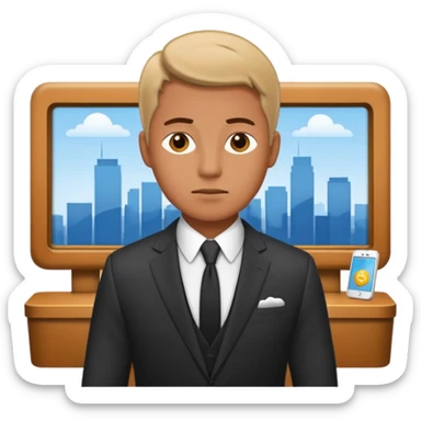 a man thinking about hotel reception sticker