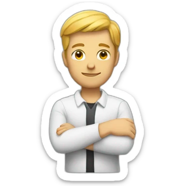 White man crossing his arms sticker