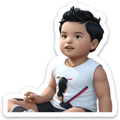 boy with black hair jewelry sticker