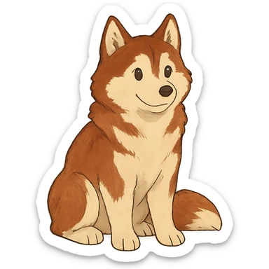 cute red-brown siberian husky sitting sticker