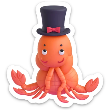 shrimp wearing a top hat sticker