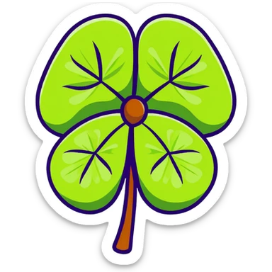 lucky four-leaf clover and kiwi fruit sticker