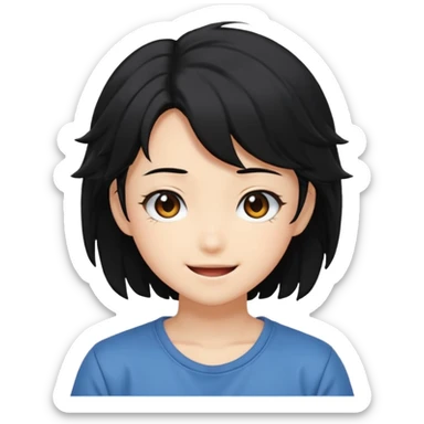 Anime happy figure Tokyo with messy black hair sticker