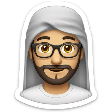 arab guy with square glasses and a beard without a mustache sticker