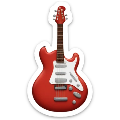 A red guitar with four hands coming out of it sticker