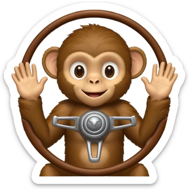 monkey pretending to drive but no car sticker