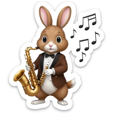 rabit playing saxophone jazz sticker