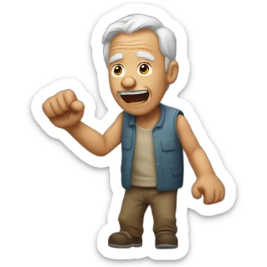 old man yelling with his arm up sticker