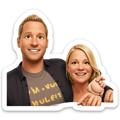 smiling couple in realistic setting sticker