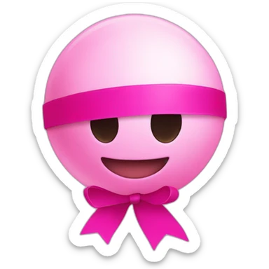 pink ball character without mouth and big head pink ribbon sticker