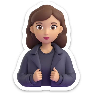Light-skinned girl with brown hair wearing black jacket sticker