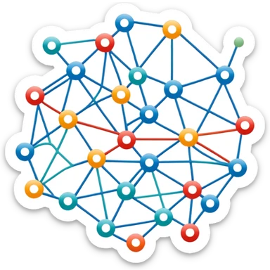 structured transportation network map with clean, organized straight colored lines connecting evenly spaced nodes, representing a well-structured transit or traffic network diagram sticker