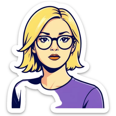 Make a sticker of a 60 year-old very tall, blonde woman with glasses that’s rooting for the ravens sticker