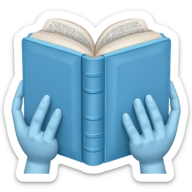 emoji hands holding a monochromatic pastel blue bible sticker