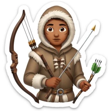 Eskimo hunter holding bow and arrow sticker