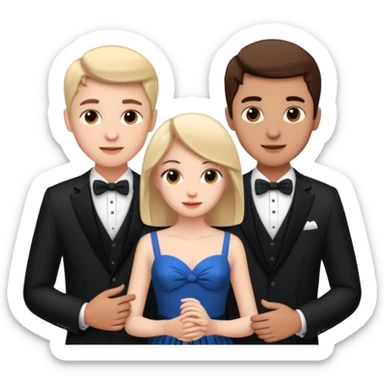 three people: two guys, one girl

they're in love, they're dressed sticker