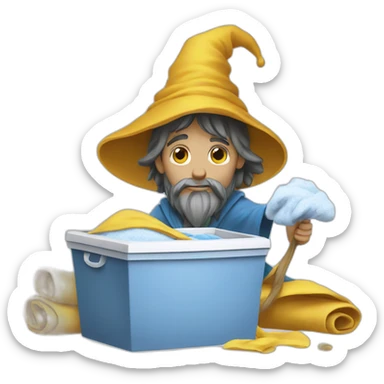 A wizard doing laundry sticker
