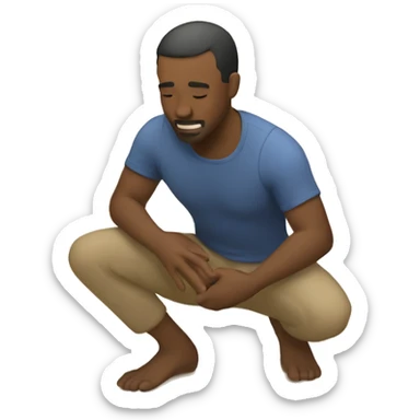 man kneeling in sand with hands on the ground sticker
