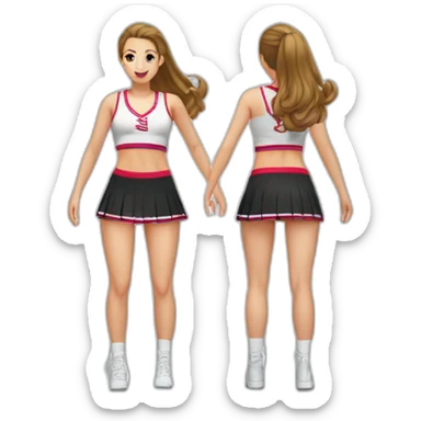 Back view Full body curvy beauty cheerleader short skirt skirt dancing sticker