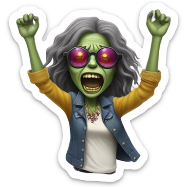  janis joplin zombie  dancing with circle glasses sticker