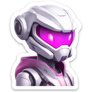 White Anthro-Sona-Lizard-Alien-Genesect-Mewtwo-Fakémon, with pink eyes, with a futuristic visor-helmet, wearing a techwear-suit, Full Body sticker