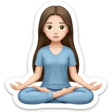 pretty white brunette teen long hair with hazel eyes meditating sticker