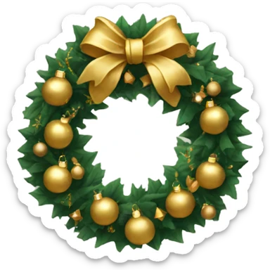 gold Christmas wreath  sticker