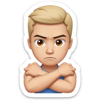 Arms crossed on neck angry face sticker