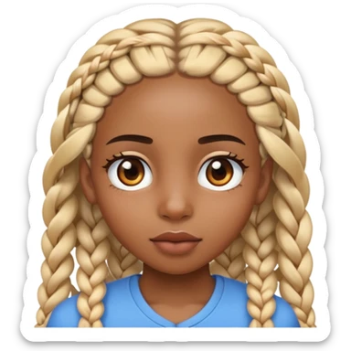 Une fille noir pas pas trop foncé avec de longue tresse fine blonde et châtains et des yeux vairons avec une assez grosse bouche  sticker