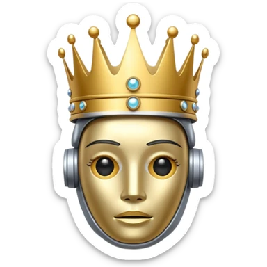robot wearing a crown sticker