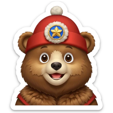 bear wearing a russian hat sticker
