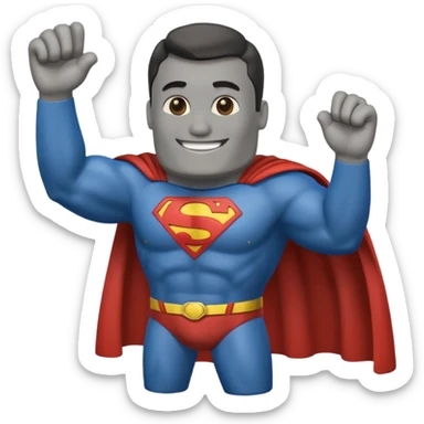 a moai emoji with a superman cape with the original face or the moat emoji sticker