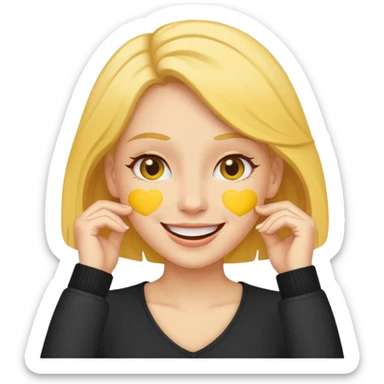 yellow face tucking her hairs behind her ear in flattery cuz a guy said she’s cute sticker