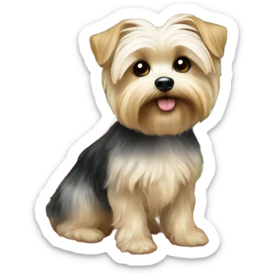 Morkie under Christmas tree  sticker