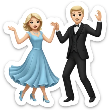 White Man and white woman dancing white sticker
