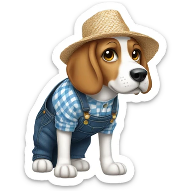 Beagle dressed as a hillbilly sticker