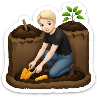 A person digging a grave sticker