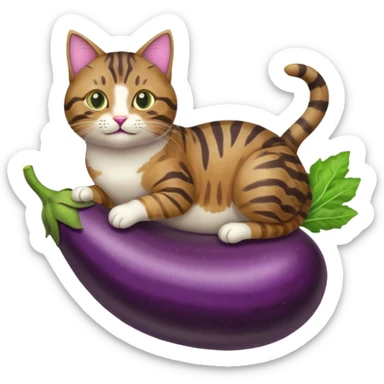 cat riding an eggplant sticker
