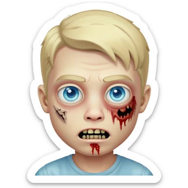 blond boy with defined face and blue eyes zombie style memoji sticker