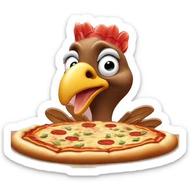 A turkey eating pizza ￼ sticker