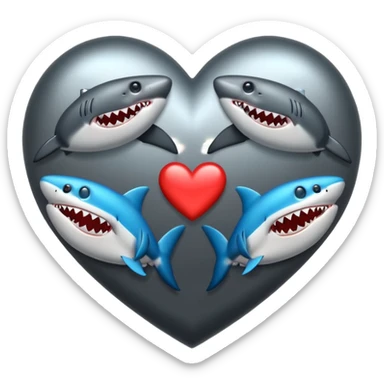 multiple shark emojis in the shape of a heart sticker