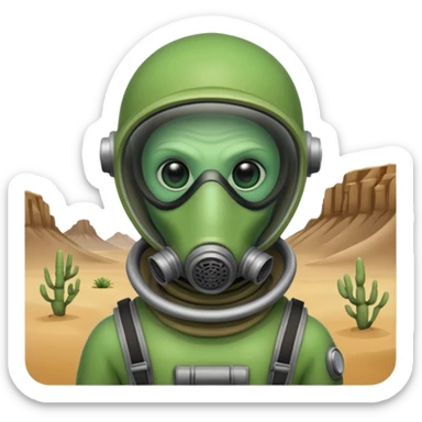 alien living in desert just face  sticker