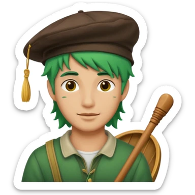 venice gondola guy green hair with hat sticker