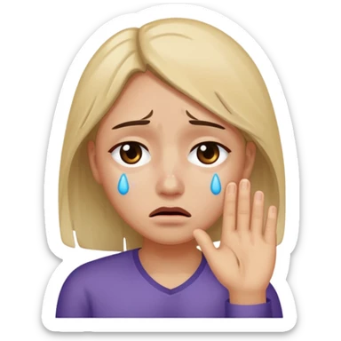 sad emoji with bruise under eye
no i would like skmilar to smiling face holding up tears sticker